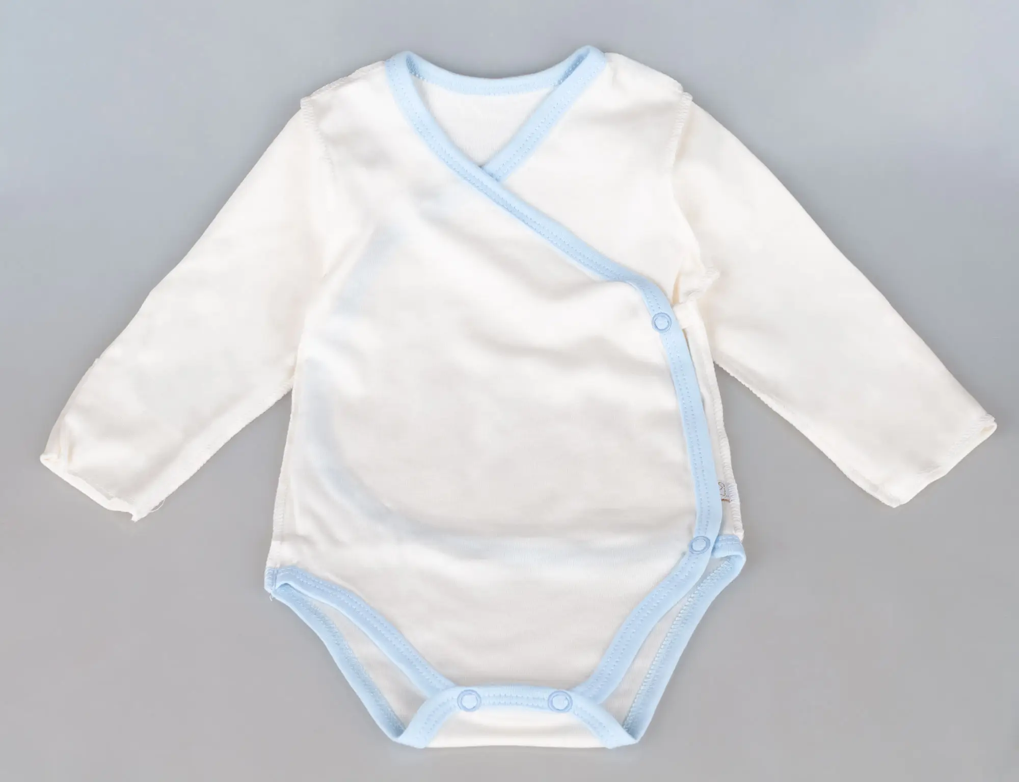 Комбинезон Фабрика Бамбук Боди Кимоно рукав-клапан молочный, голубой 62