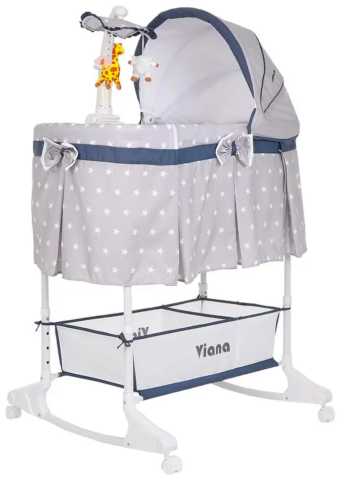 Колыбель Pituso Viana на колёсах (3 в 1) Stars Grey