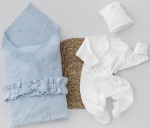 Фотография товара Комплект на выписку 4 предмета KiDi kids Бристоль, лето, голубой р. 16, рост 50-56 см