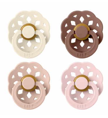 Фотография товара Набор пустышек латексных BIBS Boheme, 4 шт. - Ivory/Blush/Woodchuck/Blossom, 0+ мес.