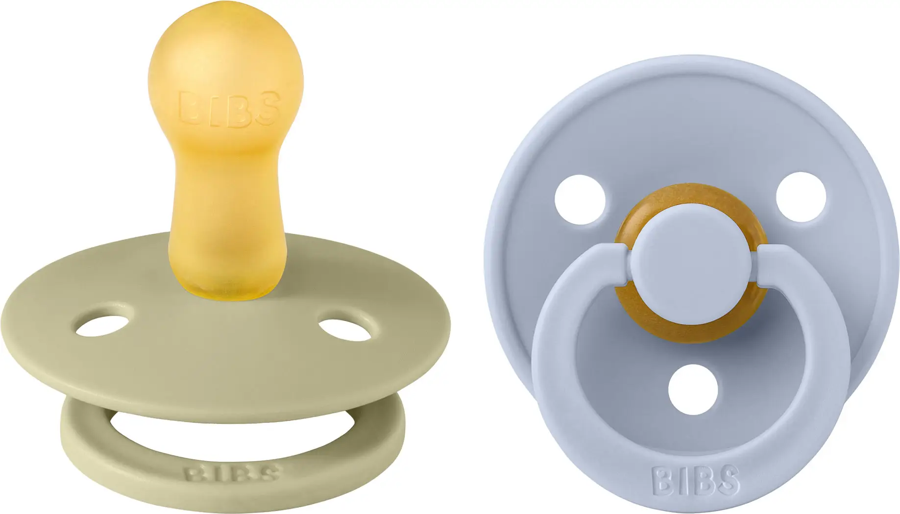 Набор пустышек латексных BIBS Colour, 2 шт, Khaki/Dusty Blue, 6+ мес