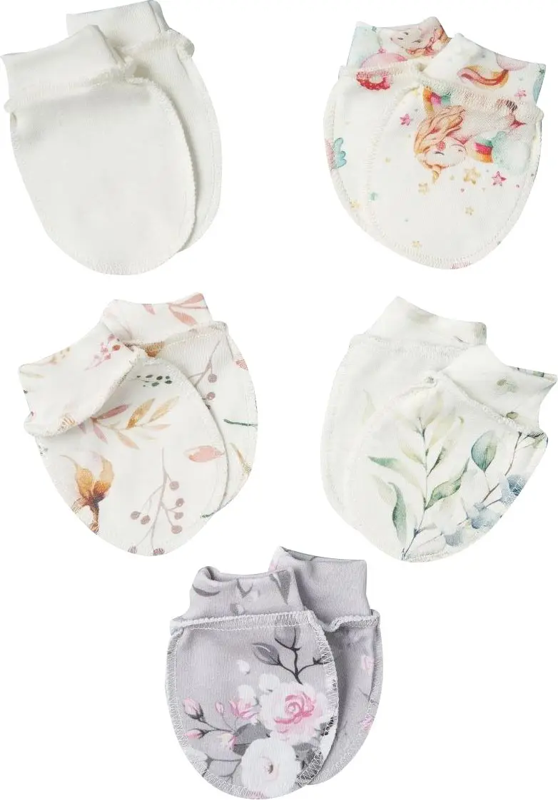 Антицарапки Little Sta, р. 56, 5 пар, интерлок, крем, №5, для девочек