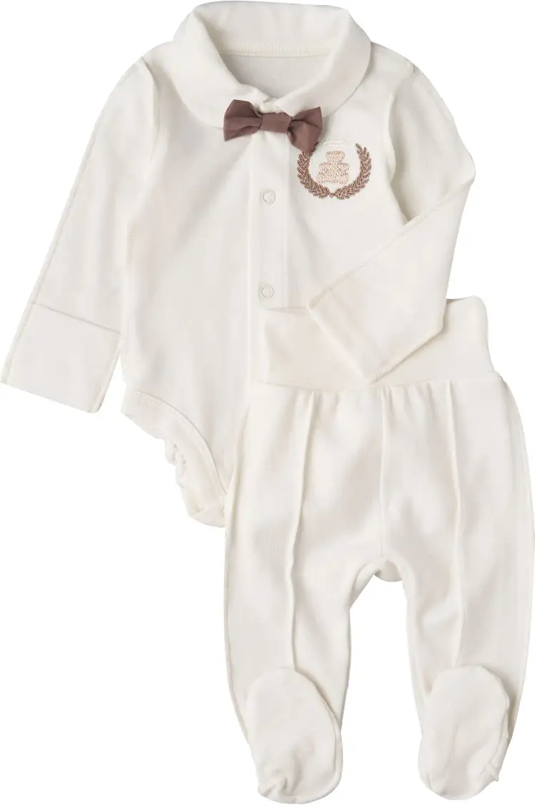 Боди, ползунки Герб Мишка, рост 68 см, интерлок, цвет крем, арт. 72210