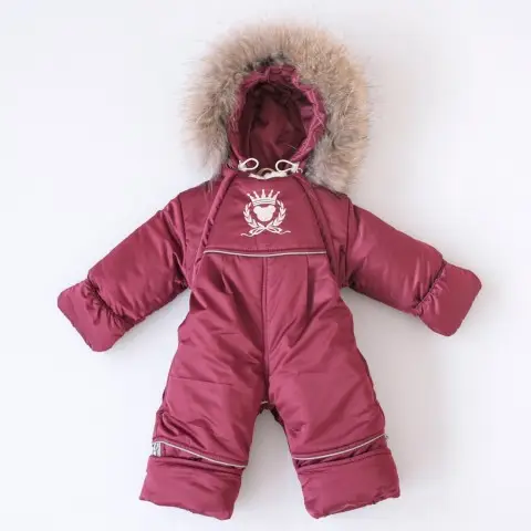 Комбинезон-трансформер KiDi Орсетто с опушкой, с отворотами, зимний, бежевый 20-22, 62-74 см