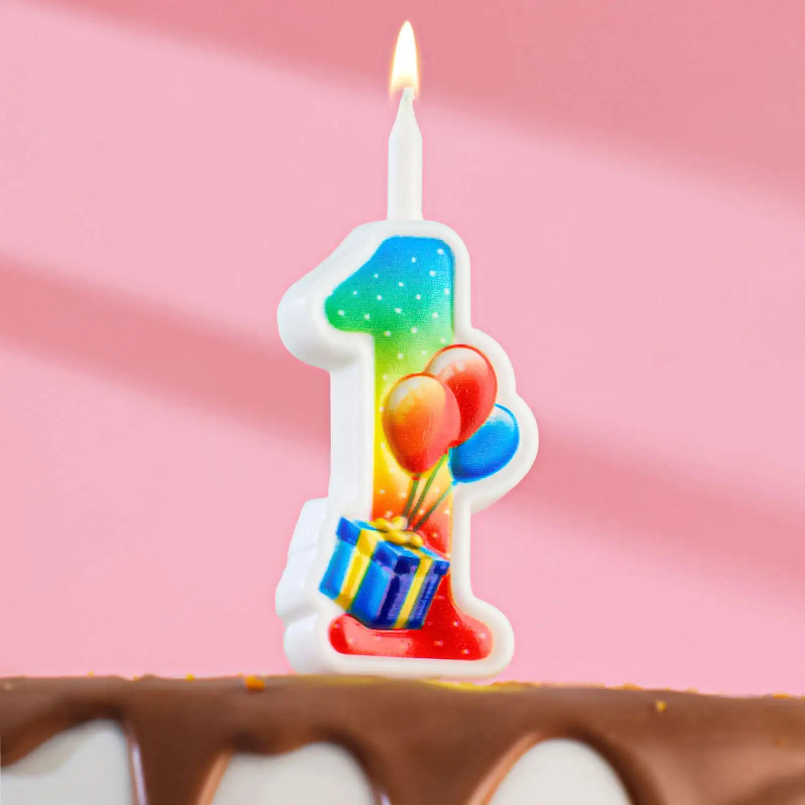 Свеча Страна Карнавалия для торта цифра Подарок цифра 1, 12,2 см