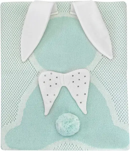 Плед двойная вязка Little Star Зайка Ангел Straz (90x90 см) белый, мятный