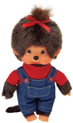 Девочка в комбинезоне и красной футболке 20 см