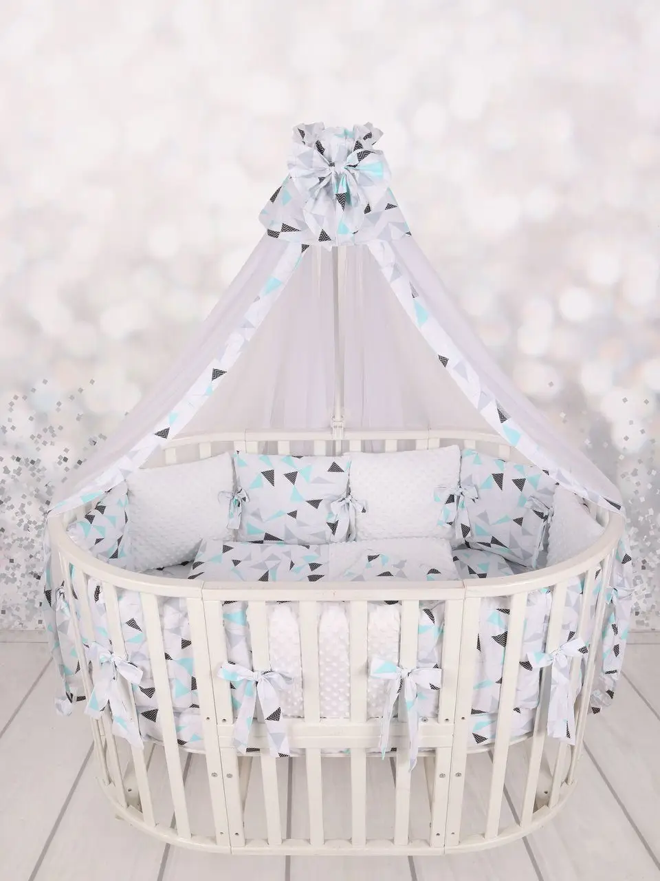 Комплект в кроватку 15 предметов AmaroBaby Exclusive Soft Collection Треугольники