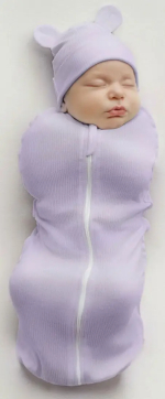 Фотография товара Пеленка-кокон на молнии с шапочкой Amarobaby Fashion, сиреневый, р.56-68