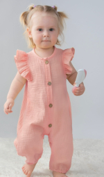 Фотография товара Полукомбинезон с крылышками "Муслин", пудра (р. 20 (рост 62-68 см))