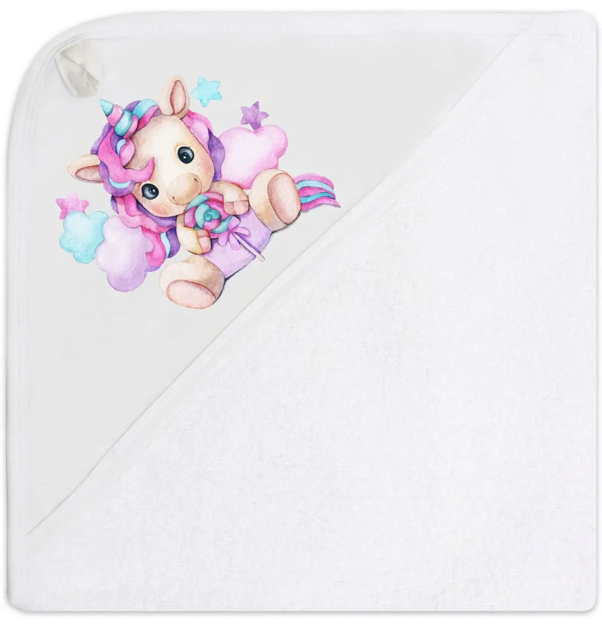Полотенце с уголком и принтом Luxury Baby Единорожка