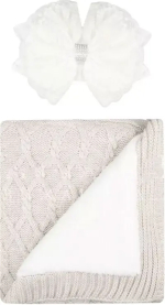 Фотография товара Плед утеплённый с уголоком, бант, р. 90x100 см, цвет светло-бежевый