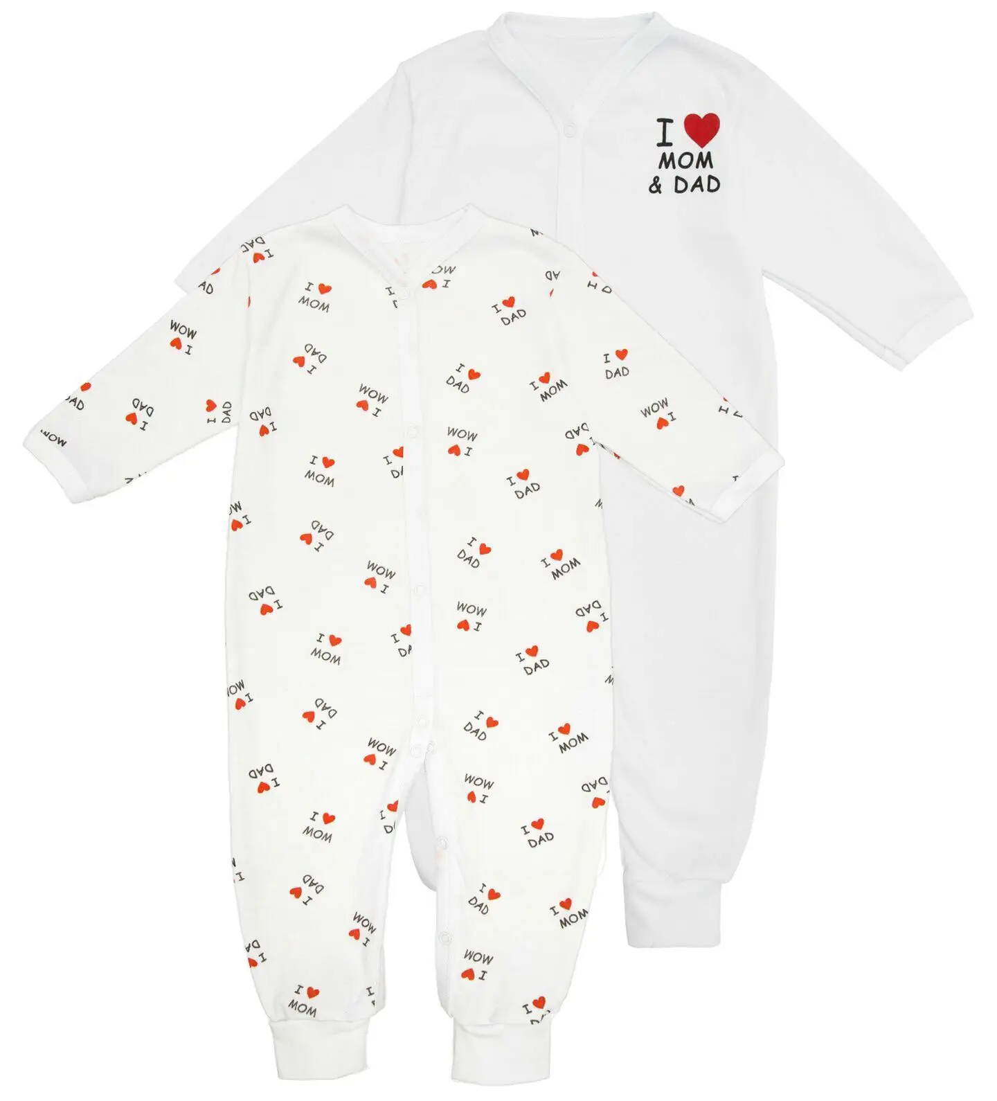 Комплект комбинезонов детских AmaroBaby Love без следа, белый, 2 штуки 62