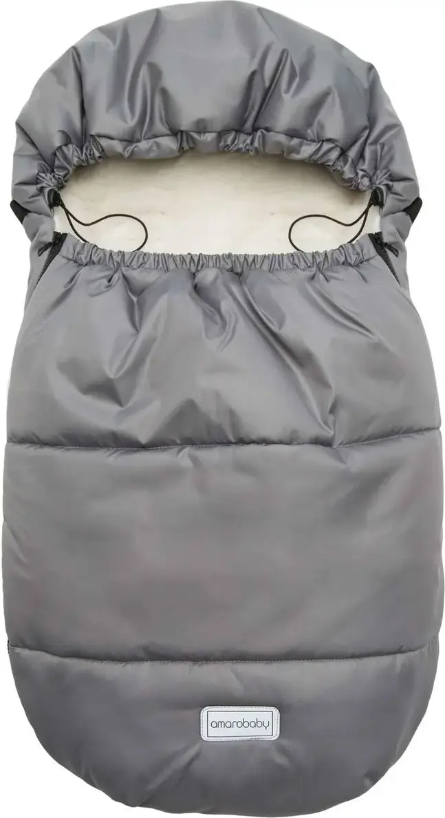 Конверт зимний меховой Amarobaby Snowy Baby, 85 см, серый