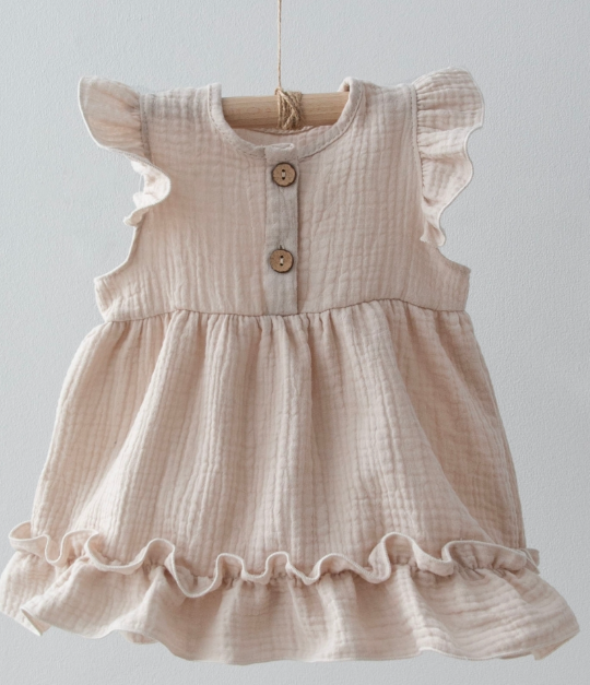 Фотография товара Платье с крылышками "Муслин", бежевый, лето (р. 20 (рост 62-68 см))