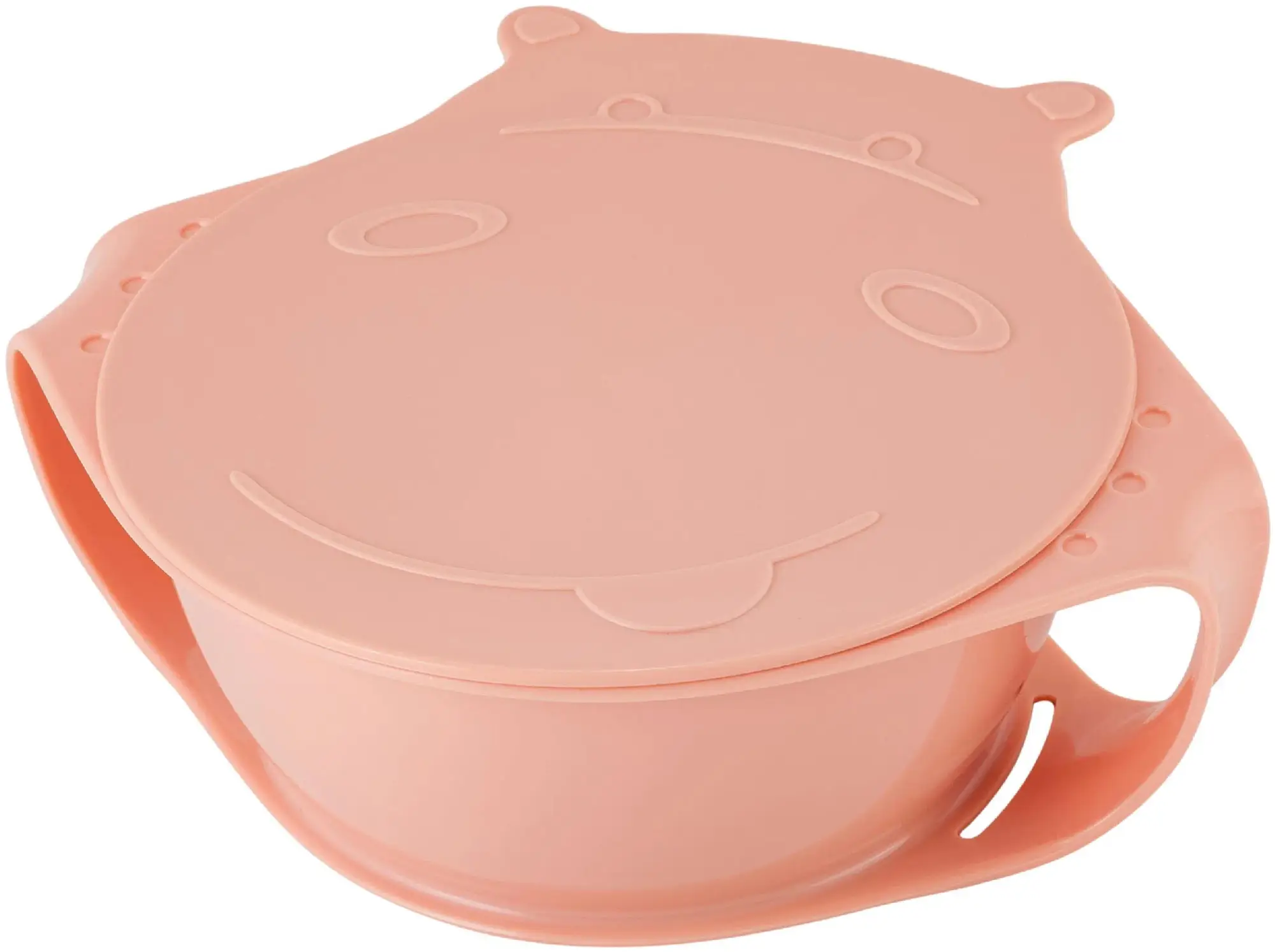 Детская тарелка Little Angel Lalababy Play with Me Hello, Hippo! с крышкой, карамельный