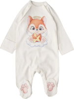 Фотография товара Комбинезон на кнопках Лисенок-ангел на облачке, 62 см, интерлок, крем