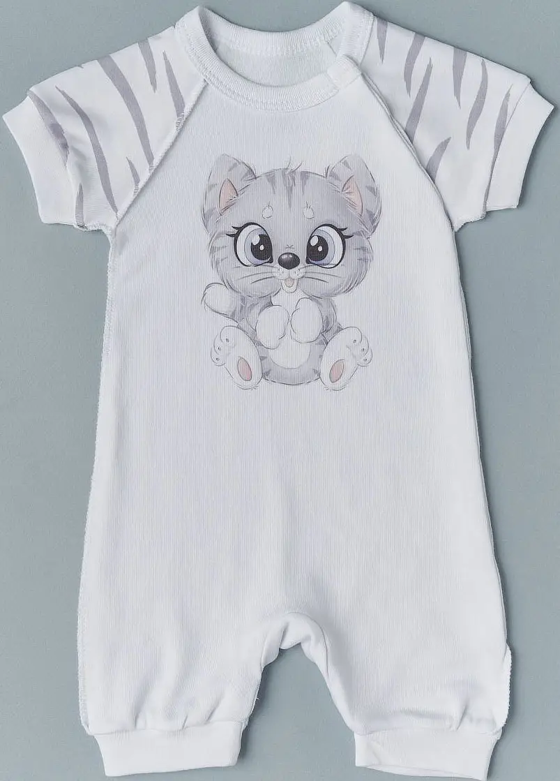 Песочник Little Star Котенок интерлок, белый, (68)