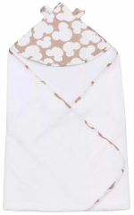 Полотенце детское с уголком AmaroBaby Cute Love Мышонок коричневый, белый 90х90 см