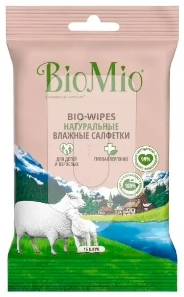 Влажные салфетки BioMio 15 штук
