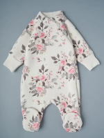 Фотография товара Комбинезон со стойкой Little Star Цветы на креме, футер, начес, крем 62