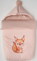 Фотография товара Конверт-Кокон Little Star на 2-х молниях "Белочка" с вязаным помпоном, розовый
