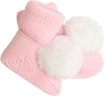 Фотография товара Пинетки вязаные с помпоном Luxury Baby розовые 0-3 месяцев
