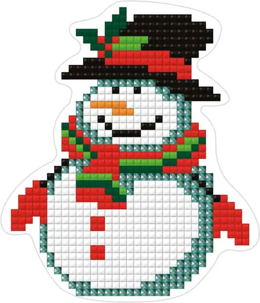 Кристальная мозаика Фрея, магнит Снеговичок, 7.5x9.5 см