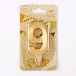Фотография товара Свеча в торт Страна Карнавалия Грань, цифра 9, золотой металлик, 7,8 см