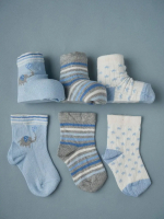 Фотография товара Носочки тонкие Little Star  Ассорти Слоник голубой 3пары 5-5 см