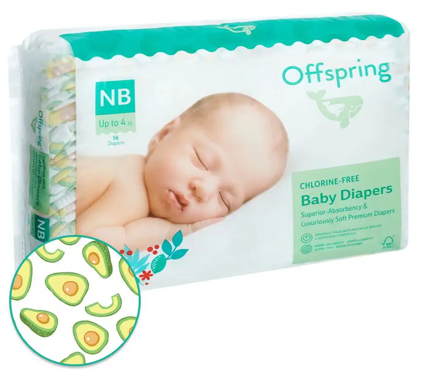 Подгузники Авокадо Offspring NB 2-4 кг 56 штук
