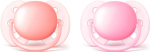 Фотография товара Пустышка силиконовая ортодонтическая Philips Avent Ultra Soft (0-6 мес) 2 штуки SCF213/20