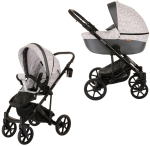 Фотография товара Коляска Pituso Confort 2 в 1 хамелеон+кожа, серая, рама черная, гелевые колеса плюс