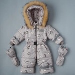 Фотография товара Комбинезон Little Star Мишки на облачке подклад-фольга, серый 80