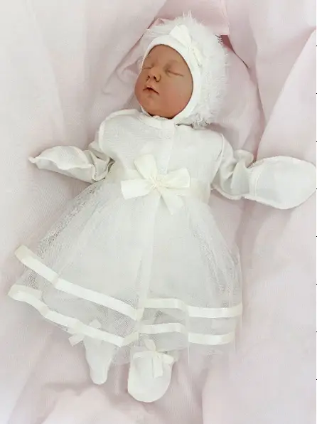 Комплект для девочки Fleole София молочная комбинезон с юбочкой,чепчик 62