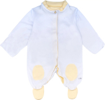 Фотография товара Комбинезон стойка нашивки Фабрика Бамбук белый, жёлтый 62