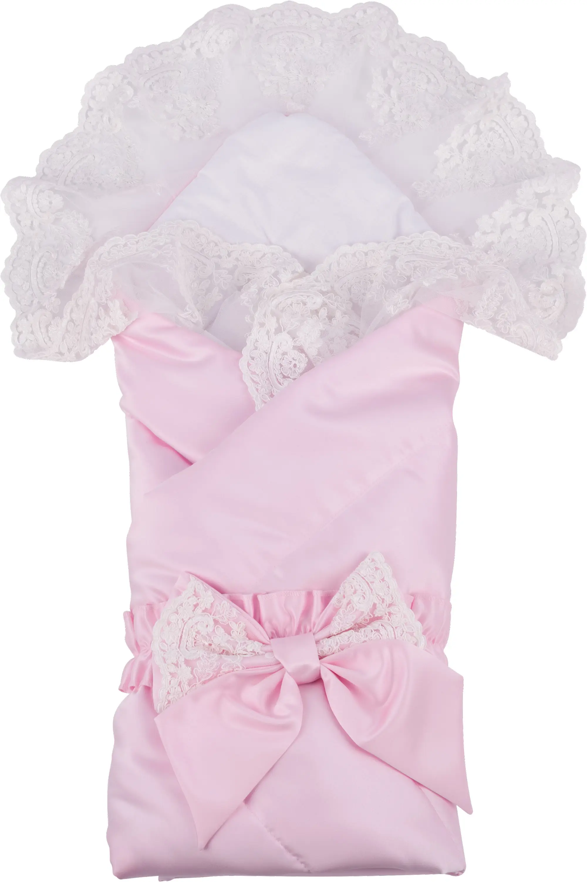 Конверт-одеяло на выписку Luxury Baby Венеция, розовый с молочным кружевом