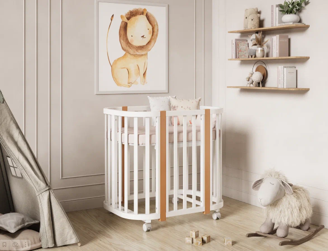 Фотография товара GSU Кроватка-трансформер Lunna SONATA  м/прод. цвет КАШЕМИР стойки БЕЛЫЕ