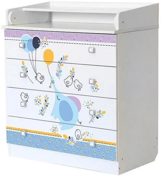 Комод Polini kids Simple 1580 Слоник на шаре белый