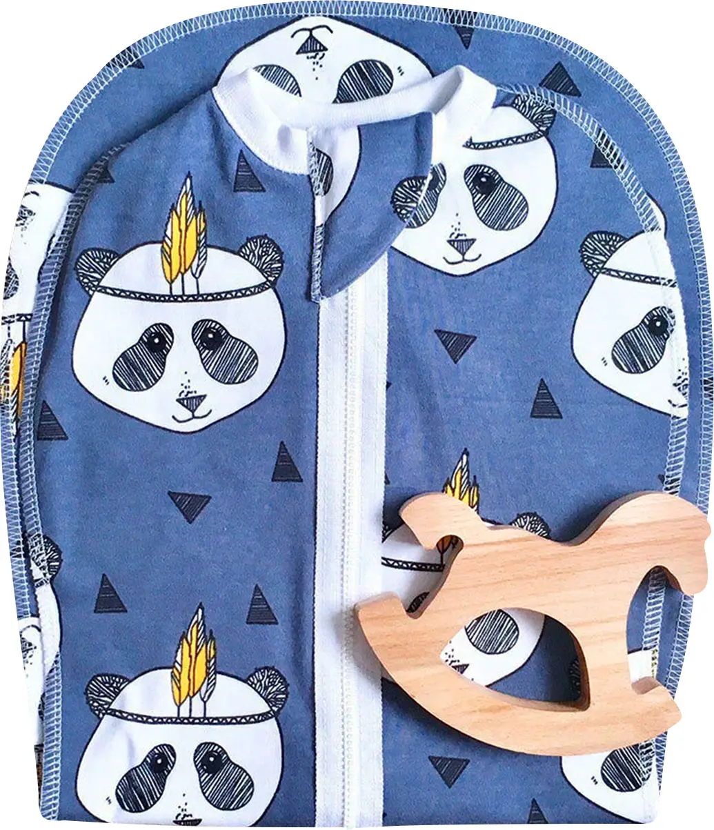 Пеленальный кокон и шапочка Mjolk Панды 3-6 кг