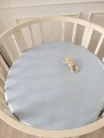 Фотография товара Простыня для овальной кроватки однотонная Lappetti на резинке, цвет голубой