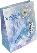 Бумажный пакет Милый Олаф для сувенирной продукции , с ламинацией, с шириной основания 26 см, плотно