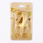 Фотография товара Свеча в торт Страна Карнавалия Грань, цифра 4, золотой металлик, 7,8 см