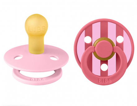 Фотография товара Набор пустышек латексных BIBS Studio Colour, 2 шт. - Block - Baby Pink Coral mix, 0+ мес.