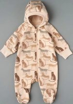 Фотография товара Комбинезон Little Star с капюшоном футер с начесом "Гепарды", св.бежевый, р.68