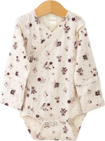 Фотография товара Боди с запахом цветочки на молоке, ажурная рибана, р. 56