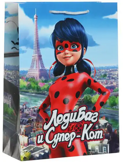 Пакет подарочный Леди Баг и Супер-Кот, 22х21х10 см, голубой, 7041702