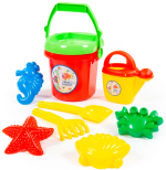 Набор №414 Полесье ведро №9, сито №9, лопатка №31, грабельки №31, формочки