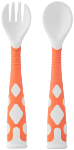 Фотография товара Набор гибких столовых приборов для малышей в пенале ROXY KIDS ложка и вилка, оранжевый