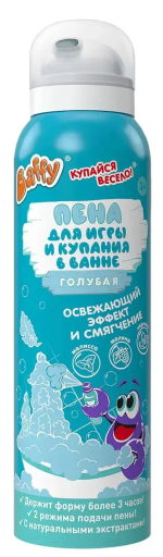 Фотография товара Мусс-пена Baffy детская для купания в ванне, мытья рук, голубая